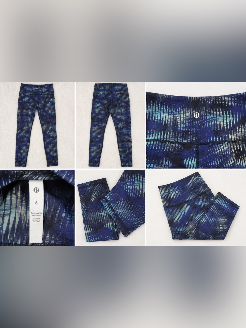 lululemon athletica Navy Blue and Teal Patterned Leggings